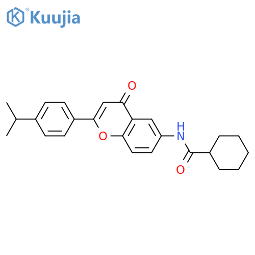 N-{4-oxo-2-4-(propan-2-yl)phenyl-4H-chromen-6-yl}cyclohexanecarboxamide structure
