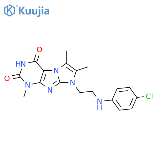 8-{2-(4-chlorophenyl)aminoethyl}-1,6,7-trimethyl-1H,2H,3H,4H,8H-imidazo1,2-gpurine-2,4-dione structure