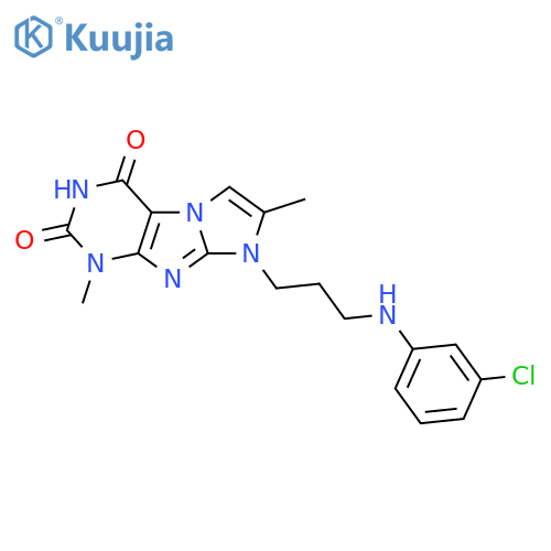 8-{3-(3-chlorophenyl)aminopropyl}-1,7-dimethyl-1H,2H,3H,4H,8H-imidazo1,2-gpurine-2,4-dione structure