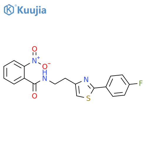 N-{2-2-(4-fluorophenyl)-1,3-thiazol-4-ylethyl}-2-nitrobenzamide structure