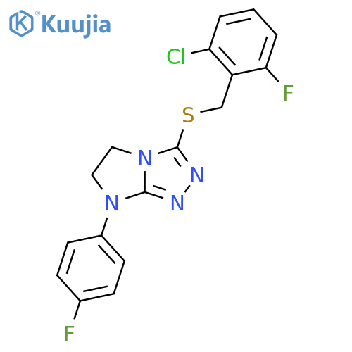 3-{(2-chloro-6-fluorophenyl)methylsulfanyl}-7-(4-fluorophenyl)-5H,6H,7H-imidazo2,1-c1,2,4triazole structure
