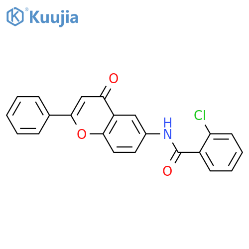 2-chloro-N-(4-oxo-2-phenylchromen-6-yl)benzamide structure
