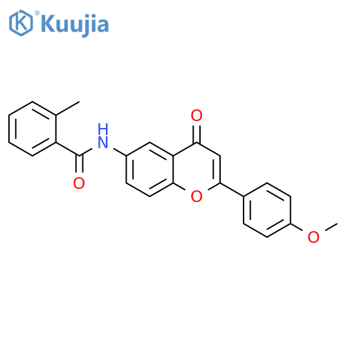 N-2-(4-methoxyphenyl)-4-oxo-4H-chromen-6-yl-2-methylbenzamide structure