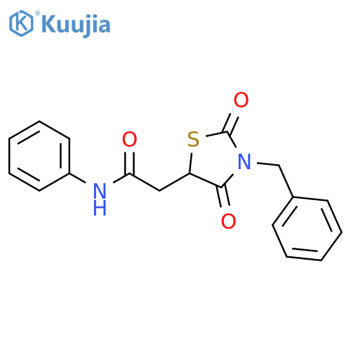 2-(3-benzyl-2,4-dioxo-1,3-thiazolidin-5-yl)-N-phenylacetamide structure