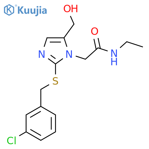 2-(2-{(3-chlorophenyl)methylsulfanyl}-5-(hydroxymethyl)-1H-imidazol-1-yl)-N-ethylacetamide structure