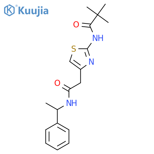 2,2-dimethyl-N-(4-{(1-phenylethyl)carbamoylmethyl}-1,3-thiazol-2-yl)propanamide structure
