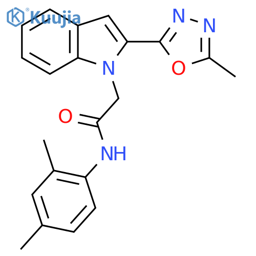 N-(2,4-dimethylphenyl)-2-2-(5-methyl-1,3,4-oxadiazol-2-yl)-1H-indol-1-ylacetamide structure