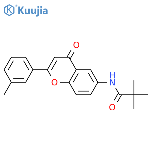 2,2-dimethyl-N-2-(3-methylphenyl)-4-oxo-4H-chromen-6-ylpropanamide structure
