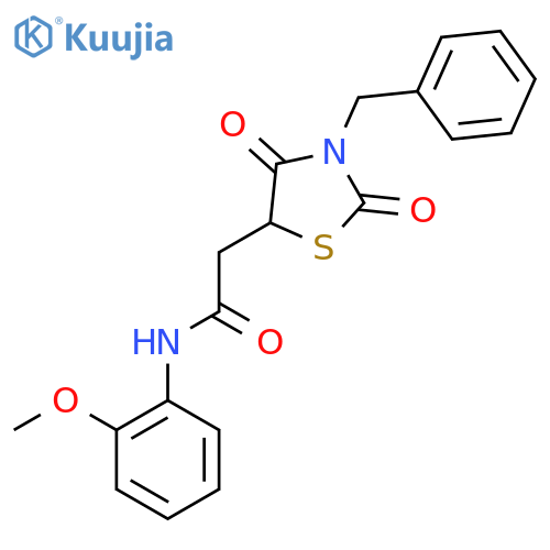 2-(3-benzyl-2,4-dioxo-1,3-thiazolidin-5-yl)-N-(2-methoxyphenyl)acetamide structure