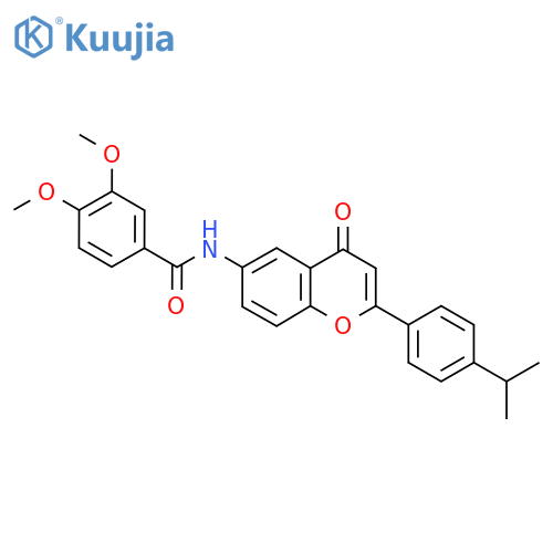 3,4-dimethoxy-N-{4-oxo-2-4-(propan-2-yl)phenyl-4H-chromen-6-yl}benzamide structure