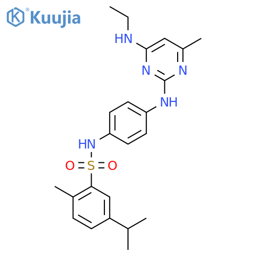 N-(4-{4-(ethylamino)-6-methylpyrimidin-2-ylamino}phenyl)-2-methyl-5-(propan-2-yl)benzene-1-sulfonamide structure