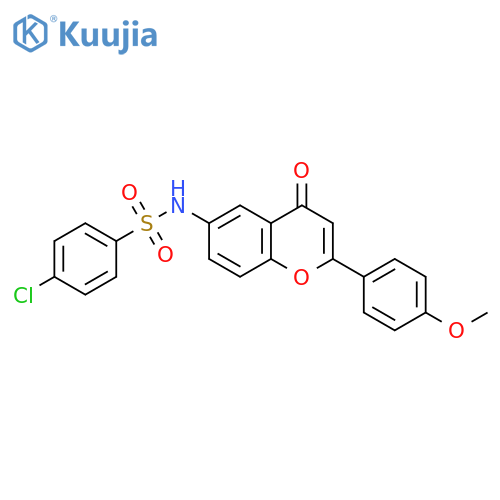 4-chloro-N-2-(4-methoxyphenyl)-4-oxo-4H-chromen-6-ylbenzene-1-sulfonamide structure