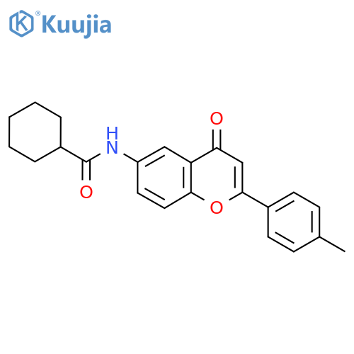 N-2-(4-methylphenyl)-4-oxo-4H-chromen-6-ylcyclohexanecarboxamide structure