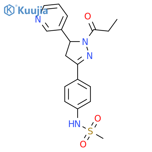 N-{4-1-propanoyl-5-(pyridin-3-yl)-4,5-dihydro-1H-pyrazol-3-ylphenyl}methanesulfonamide structure