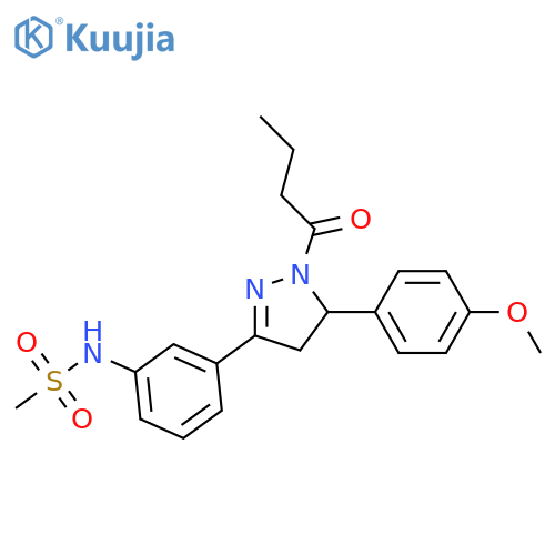 N-{3-1-butanoyl-5-(4-methoxyphenyl)-4,5-dihydro-1H-pyrazol-3-ylphenyl}methanesulfonamide structure