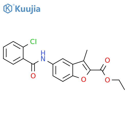 ethyl 5-(2-chlorobenzamido)-3-methyl-1-benzofuran-2-carboxylate structure