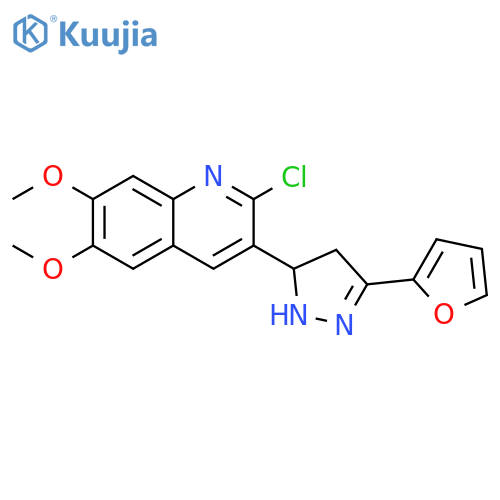 2-chloro-3-3-(furan-2-yl)-4,5-dihydro-1H-pyrazol-5-yl-6,7-dimethoxyquinoline structure