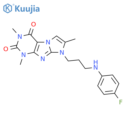 8-{3-(4-fluorophenyl)aminopropyl}-1,3,7-trimethyl-1H,2H,3H,4H,8H-imidazo1,2-gpurine-2,4-dione structure