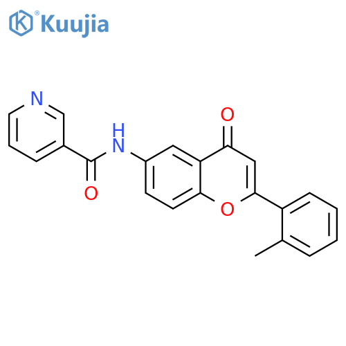 N-2-(2-methylphenyl)-4-oxo-4H-chromen-6-ylpyridine-3-carboxamide structure