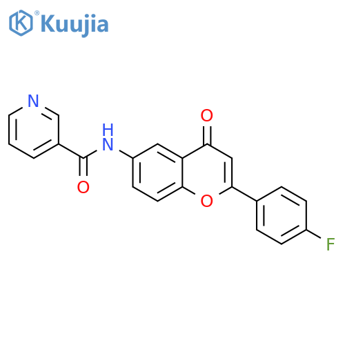 N-2-(4-fluorophenyl)-4-oxo-4H-chromen-6-ylpyridine-3-carboxamide structure