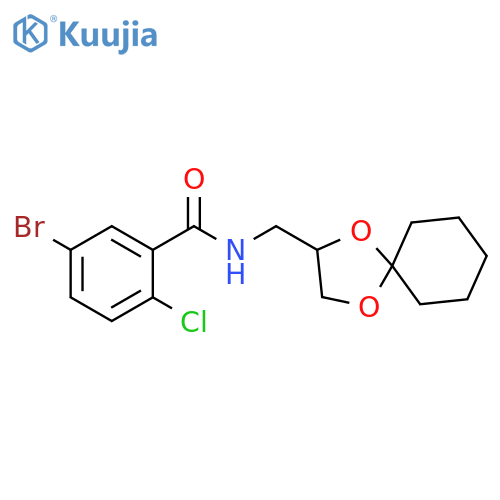 5-bromo-2-chloro-N-({1,4-dioxaspiro4.5decan-2-yl}methyl)benzamide structure