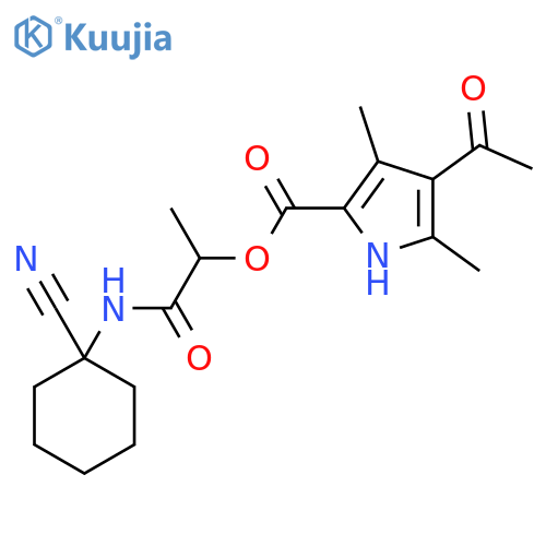 1-[(1-cyanocyclohexyl)carbamoyl]ethyl 4-acetyl-3,5-dimethyl-1H-pyrrole-2-carboxylate structure