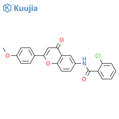 2-chloro-N-2-(4-methoxyphenyl)-4-oxo-4H-chromen-6-ylbenzamide structure