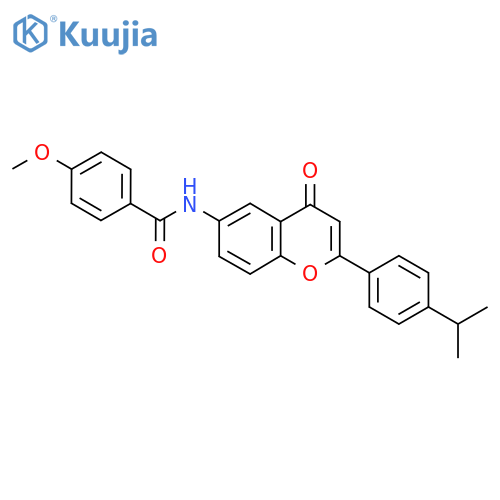 4-methoxy-N-{4-oxo-2-4-(propan-2-yl)phenyl-4H-chromen-6-yl}benzamide structure