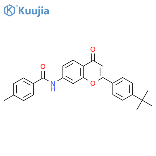 N-2-(4-tert-butylphenyl)-4-oxo-4H-chromen-7-yl-4-methylbenzamide structure