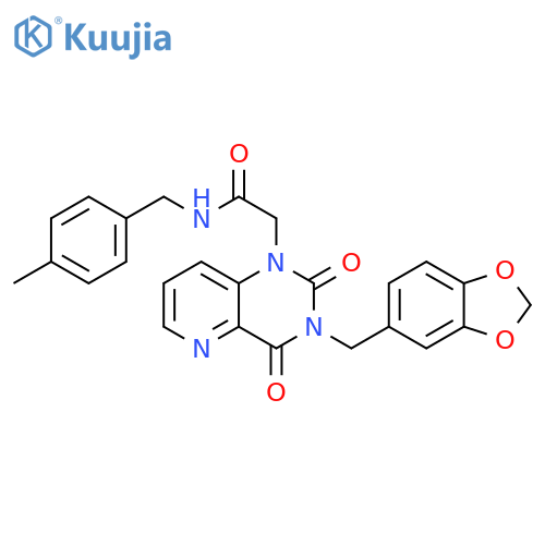 2-{3-(2H-1,3-benzodioxol-5-yl)methyl-2,4-dioxo-1H,2H,3H,4H-pyrido3,2-dpyrimidin-1-yl}-N-(4-methylphenyl)methylacetamide structure