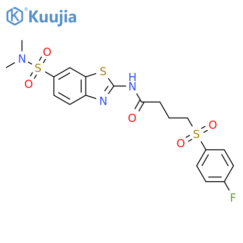 N-6-(dimethylsulfamoyl)-1,3-benzothiazol-2-yl-4-(4-fluorobenzenesulfonyl)butanamide structure