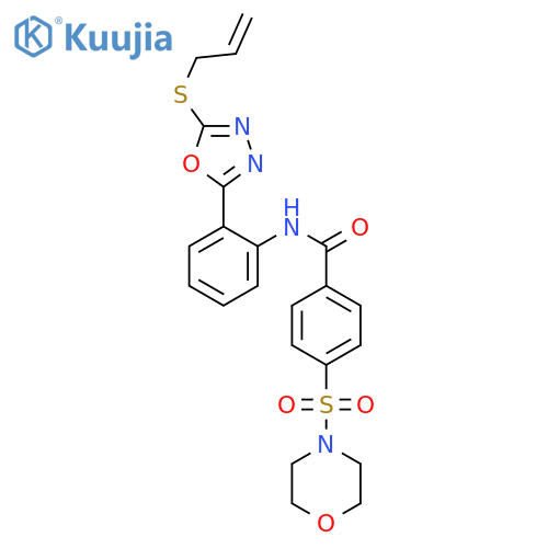 4-(morpholine-4-sulfonyl)-N-{2-5-(prop-2-en-1-ylsulfanyl)-1,3,4-oxadiazol-2-ylphenyl}benzamide structure