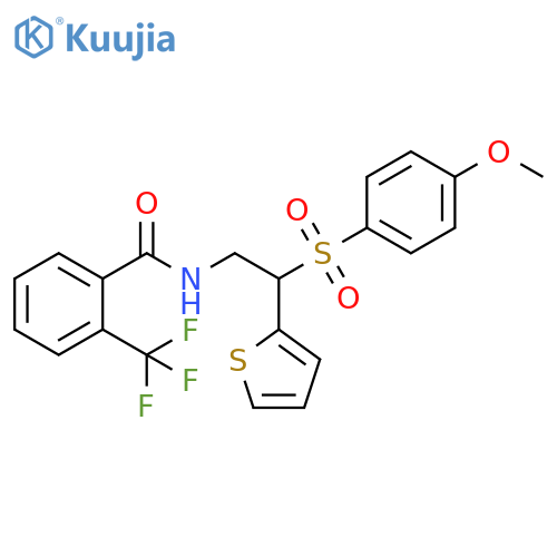N-2-(4-methoxybenzenesulfonyl)-2-(thiophen-2-yl)ethyl-2-(trifluoromethyl)benzamide structure
