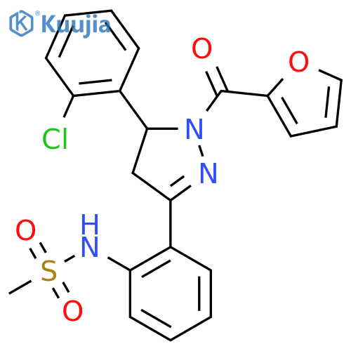 N-{2-5-(2-chlorophenyl)-1-(furan-2-carbonyl)-4,5-dihydro-1H-pyrazol-3-ylphenyl}methanesulfonamide structure