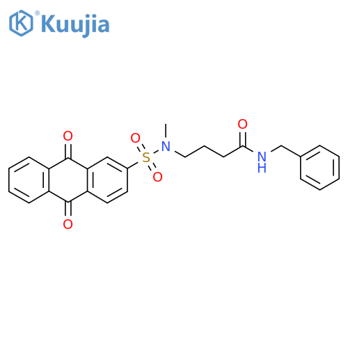 N-benzyl-4-(N-methyl9,10-dioxo-9,10-dihydroanthracene-2-sulfonamido)butanamide structure