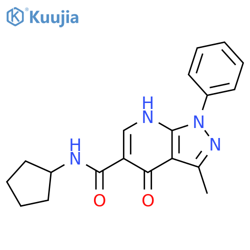 N-cyclopentyl-3-methyl-4-oxo-1-phenyl-1H,4H,7H-pyrazolo3,4-bpyridine-5-carboxamide structure