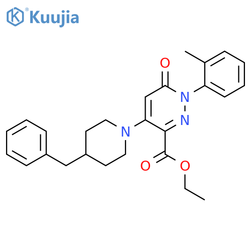 ethyl 4-(4-benzylpiperidin-1-yl)-1-(2-methylphenyl)-6-oxo-1,6-dihydropyridazine-3-carboxylate structure