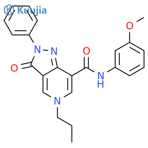 N-(3-methoxyphenyl)-3-oxo-2-phenyl-5-propyl-2H,3H,5H-pyrazolo4,3-cpyridine-7-carboxamide structure