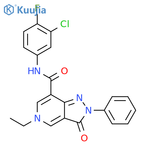 N-(3-chloro-4-fluorophenyl)-5-ethyl-3-oxo-2-phenyl-2H,3H,5H-pyrazolo4,3-cpyridine-7-carboxamide structure