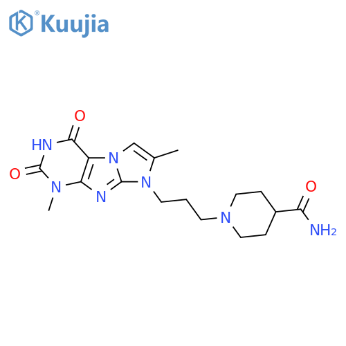 1-(3-{1,7-dimethyl-2,4-dioxo-1H,2H,3H,4H,8H-imidazo1,2-gpurin-8-yl}propyl)piperidine-4-carboxamide structure