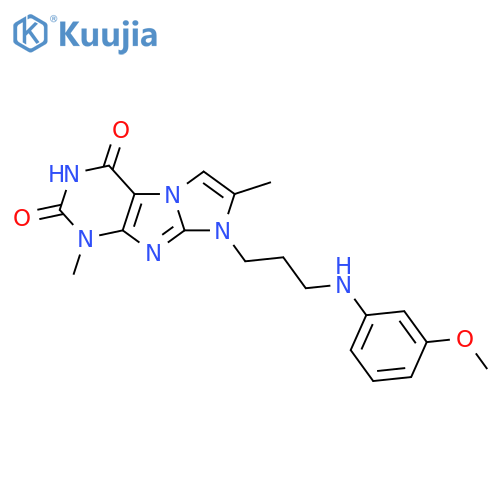8-{3-(3-methoxyphenyl)aminopropyl}-1,7-dimethyl-1H,2H,3H,4H,8H-imidazo1,2-gpurine-2,4-dione structure