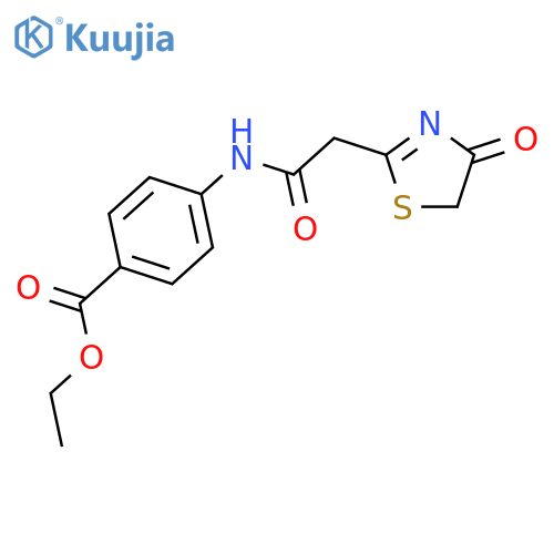ethyl 4-2-(4-oxo-4,5-dihydro-1,3-thiazol-2-yl)acetamidobenzoate structure