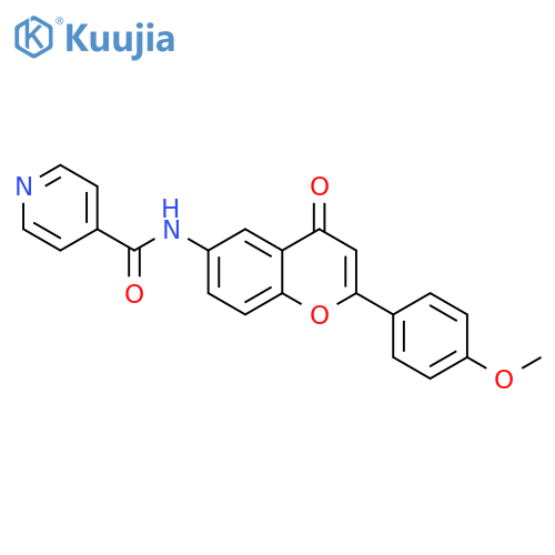 N-2-(4-methoxyphenyl)-4-oxo-4H-chromen-6-ylpyridine-4-carboxamide structure