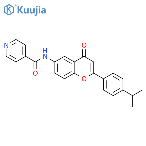 N-{4-oxo-2-4-(propan-2-yl)phenyl-4H-chromen-6-yl}pyridine-4-carboxamide structure