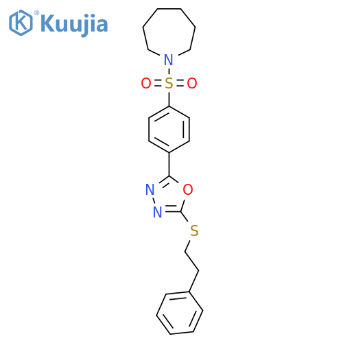 1-(4-{5-(2-phenylethyl)sulfanyl-1,3,4-oxadiazol-2-yl}benzenesulfonyl)azepane structure
