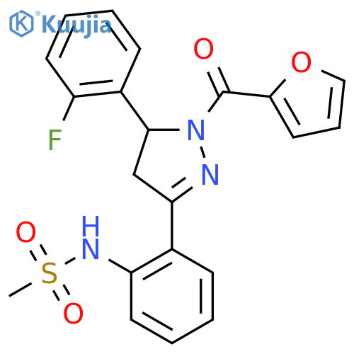 N-{2-5-(2-fluorophenyl)-1-(furan-2-carbonyl)-4,5-dihydro-1H-pyrazol-3-ylphenyl}methanesulfonamide structure