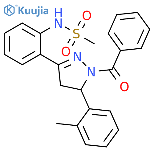 N-{2-1-benzoyl-5-(2-methylphenyl)-4,5-dihydro-1H-pyrazol-3-ylphenyl}methanesulfonamide structure