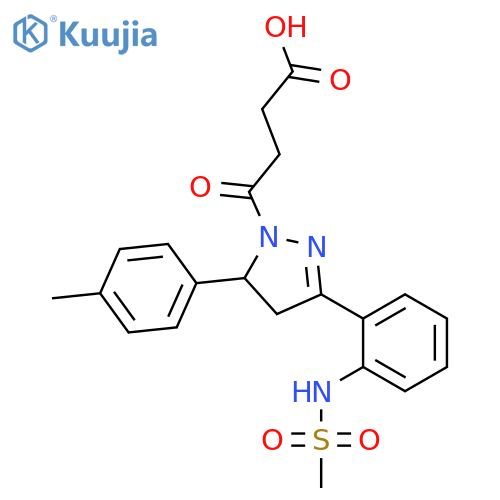 4-3-(2-methanesulfonamidophenyl)-5-(4-methylphenyl)-4,5-dihydro-1H-pyrazol-1-yl-4-oxobutanoic acid structure