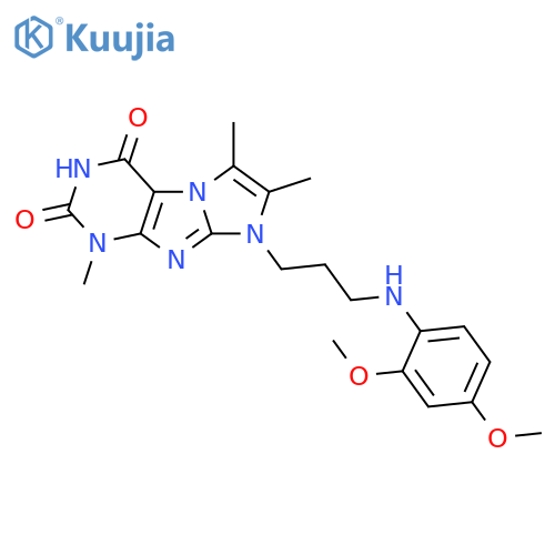 8-{3-(2,4-dimethoxyphenyl)aminopropyl}-1,6,7-trimethyl-1H,2H,3H,4H,8H-imidazo1,2-gpurine-2,4-dione structure