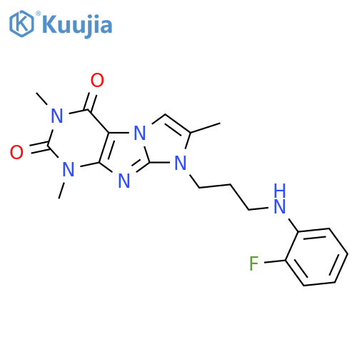 8-{3-(2-fluorophenyl)aminopropyl}-1,3,7-trimethyl-1H,2H,3H,4H,8H-imidazo1,2-gpurine-2,4-dione structure